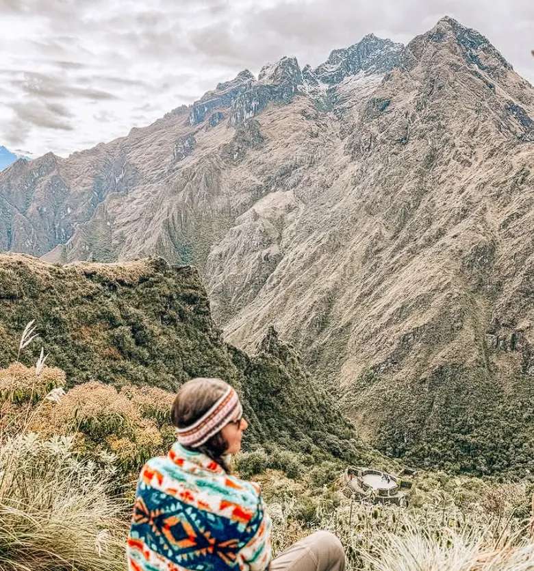 Happy hikers enjoying the beautiful landscapes on the Inca Trail