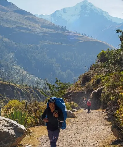 People walking on the authentic stone paved trail during the Inca Trail trek
