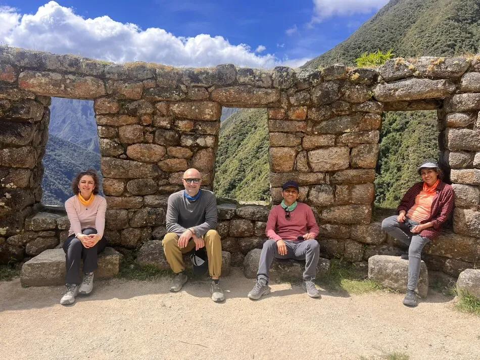 Our hikers visiting the Wiñay Wayna Inca site on the 2-Day Short Inca Trail