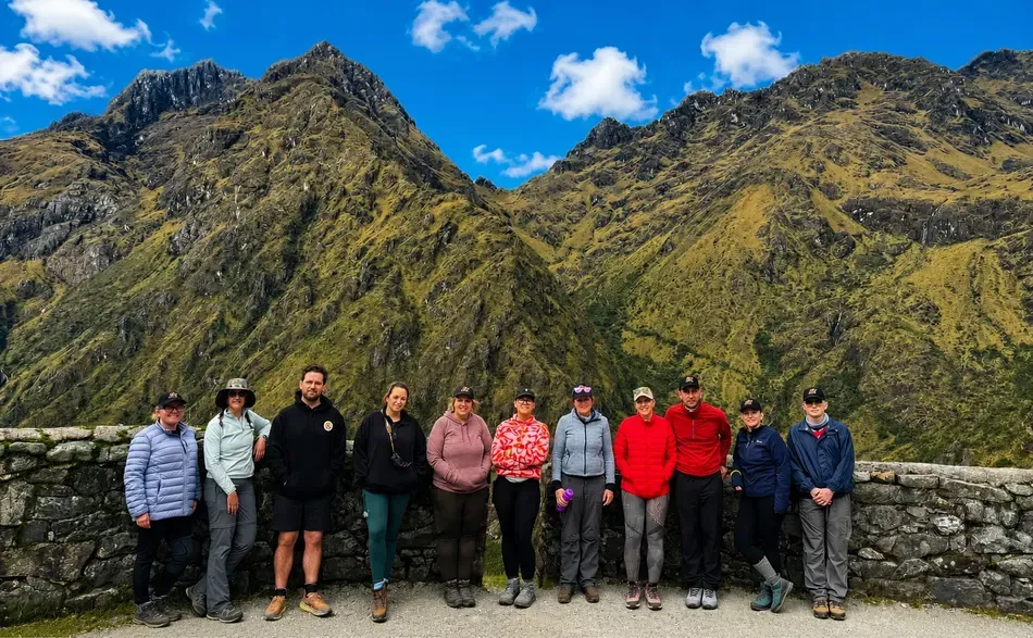 4-day Inca Trail hikers at Runkurakay Inca Site